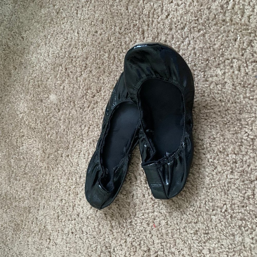 Black Vinyl Ballet Flats